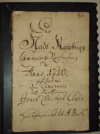 Bild vergrößern: Deckblatt der Kämmereirechnung 1710