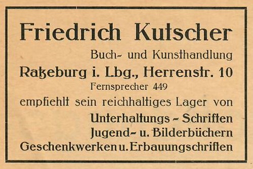 Bild vergrößern: Archivale 02/2017 - Der Buchhandel in Ratzeburg - Annonce aus dem Jahr 1931