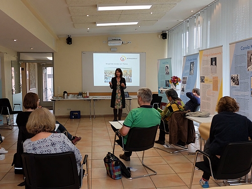 Bild vergrößern: Claudine Nierth, Bundesvorstandssprecherin von »Mehr Demokratie« leitete den Workshop »Methode oder Wirksamkeit von Bürgerräten« in Lauenburg