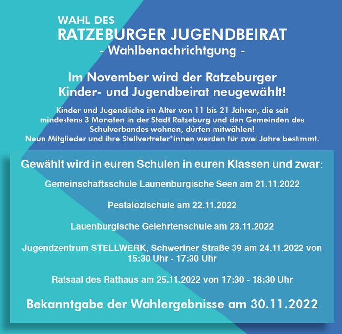 Bild vergrößern: Wahl zum Ratzeburger Jugendbeirat - Wahlbenachrichtigung