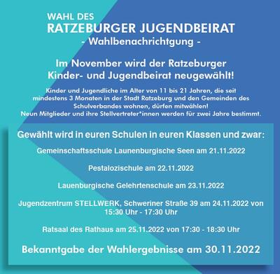 Wahl zum Ratzeburger Jugendbeirat - Wahlbenachrichtigung